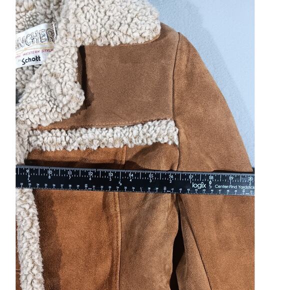 Vintage 70's Schott Rancher Shearling Coat Women 6 Suede Western Sherpa Jacket - Picture 8 of 8